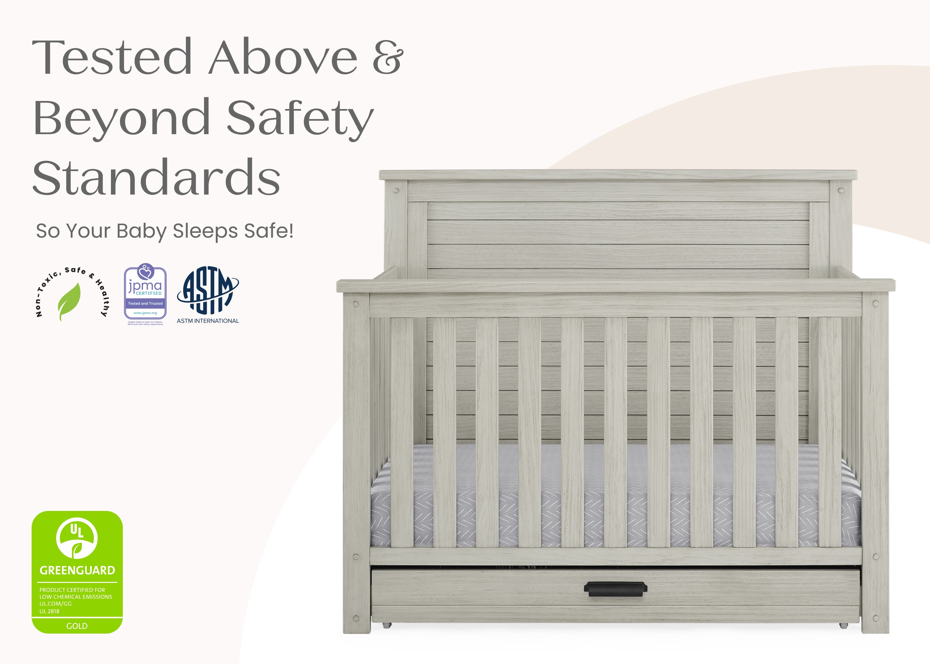 Caden 6-in-1 Convertible Baby Crib with Trundle Drawer - Nursery Bed Transforms to Toddler Bed, Daybed & Full-Size Bed - Perfect for Small Spaces & Growing Families