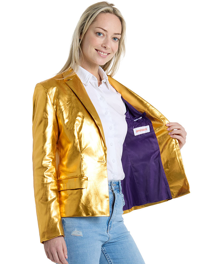 Vintage 70s Groovy Gold Opposuit Women's Jacket - Retro Fashion for Casual Wear & Costume Parties