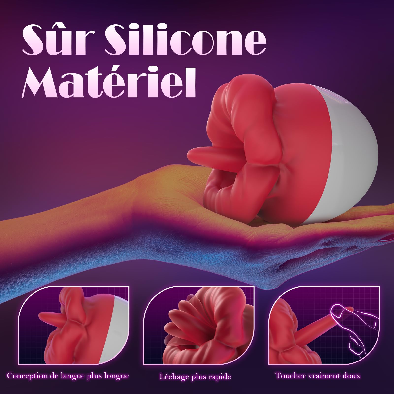 Powerful Clitoral Vibrator for Women - 10 Vibration Modes, Tongue Licking Sex Toy for Couples, Silent G Spot & Clit Stimulator - Perfect for Solo Play & Couples Intimacy (Red)