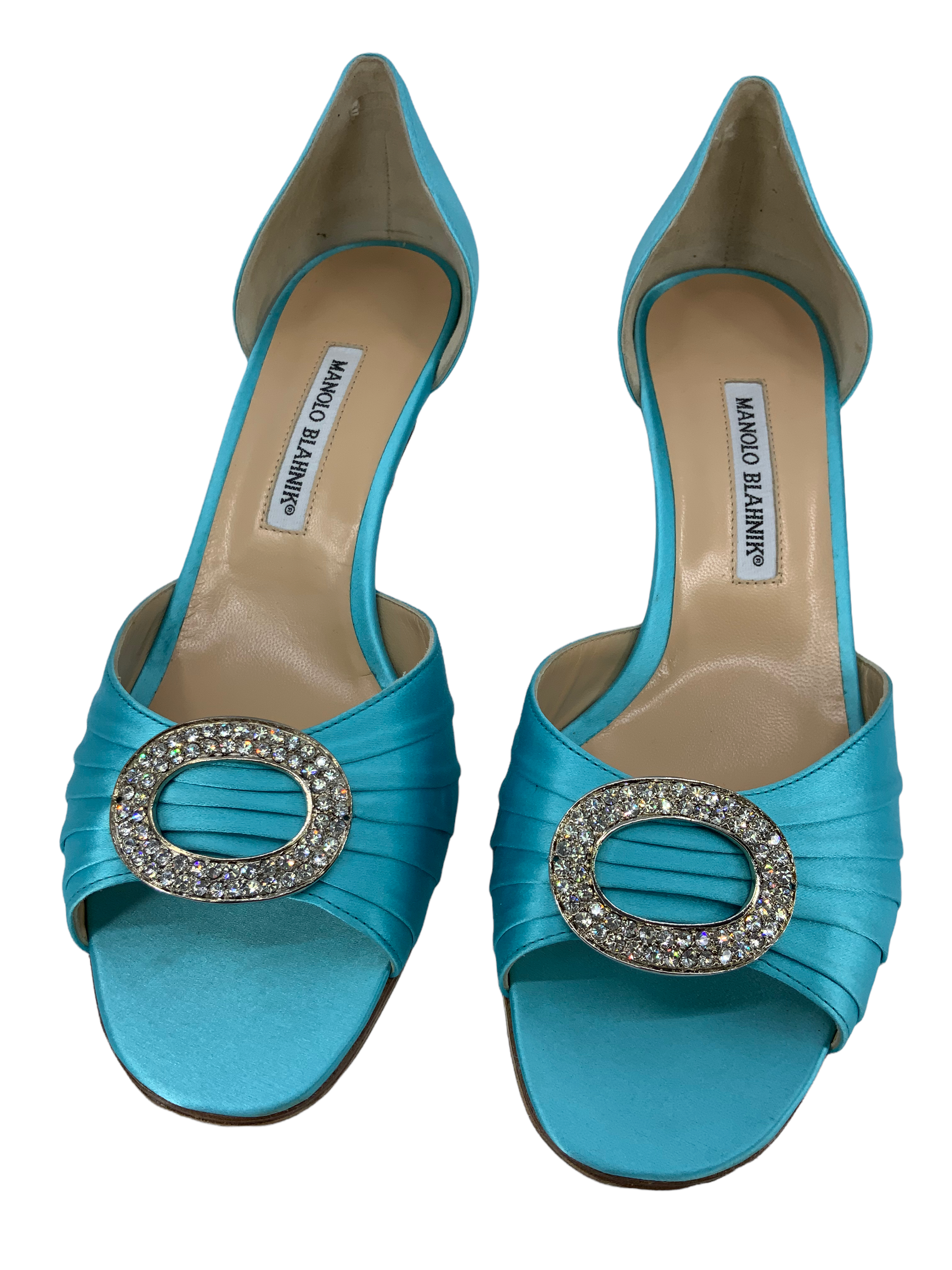 Manolo Blahnik Sedaraby Embellished Satin d'Orsay Pumps - Women's Size 10.5 (US) | Luxury Evening Heels for Weddings, Parties & Special Occasions