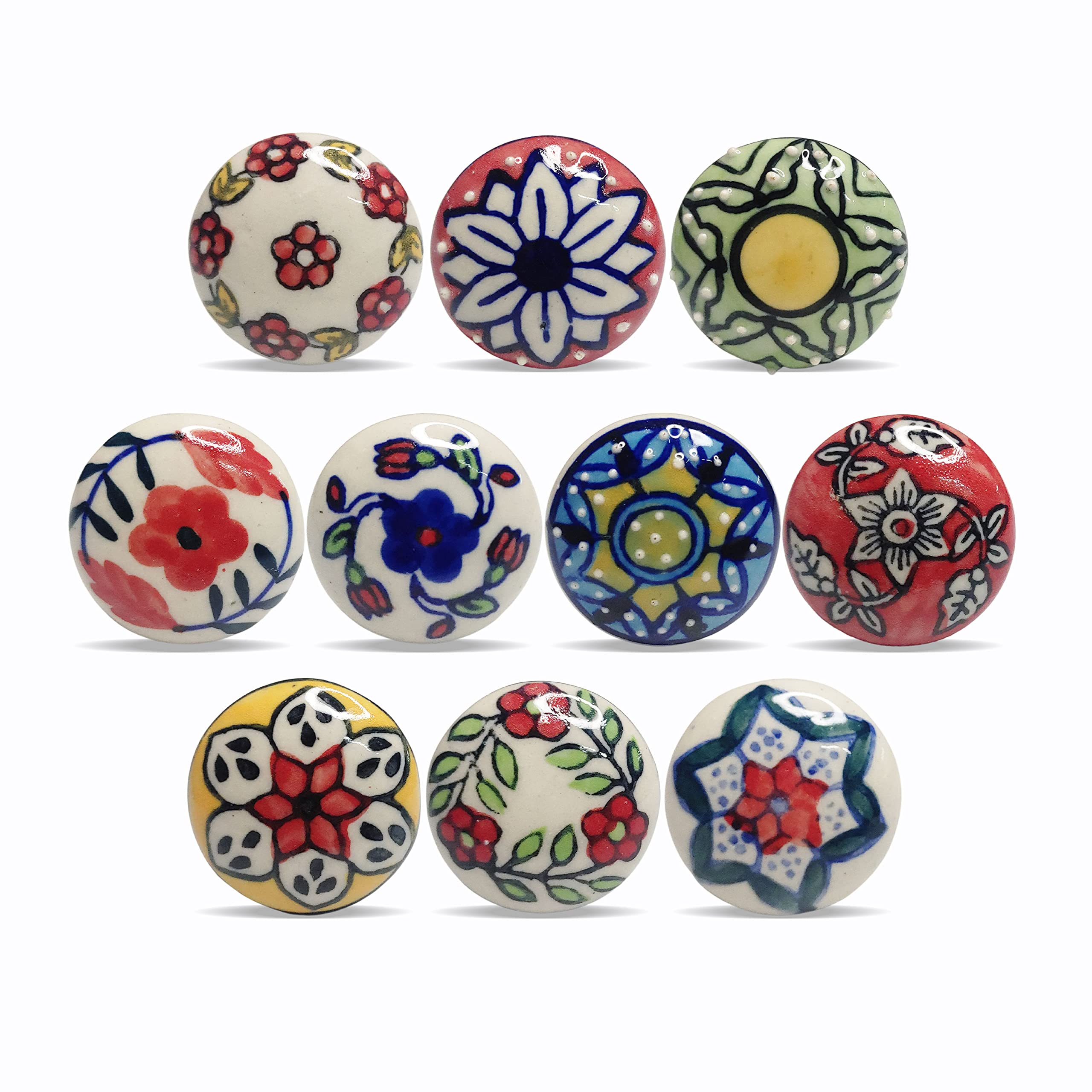 Hashcart 12-Piece Ceramic Cabinet Knobs & Drawer Pulls - Colorful Kitchen Cabinet Hardware for Home & Office - Perfect for Cabinets, Dressers, Pantry Storage & DIY Furniture Upgrades