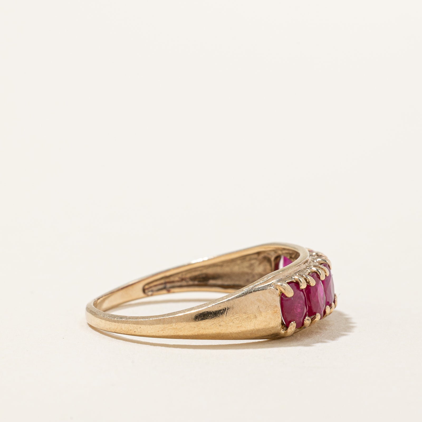 1.20ctw Oval Cut Ruby Ring in 14K Gold - Size 6.75 | Elegant Six Stone Engagement Ring for Women | Perfect for Valentine's Day, Anniversary & Proposal Gifts