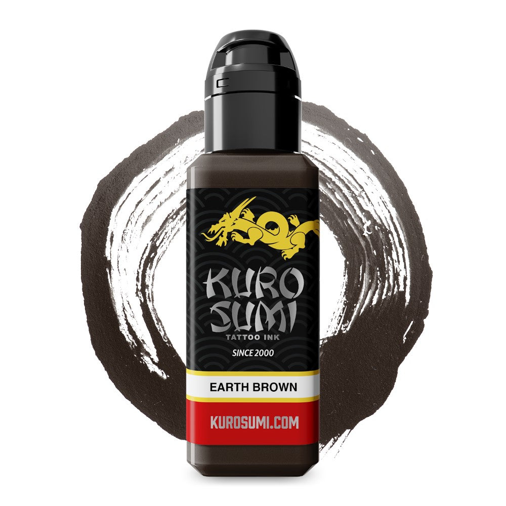 Kuro Sumi Earth Brown Tattoo Ink - Professional Vegan Tattoo Ink for Artists - Safe & Long-Lasting - Perfect for Realism, Portraits & Traditional Tattoos
