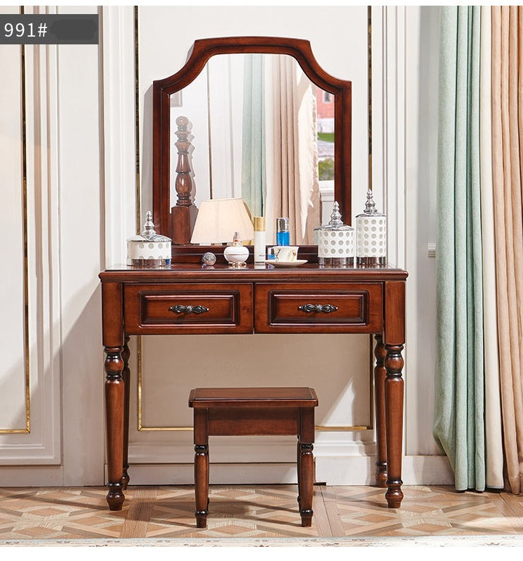 CHARLOTTE Hilton American Country Style Vanity Dressing Table with Mirror - Perfect for Bedroom Makeup & Jewelry Organization