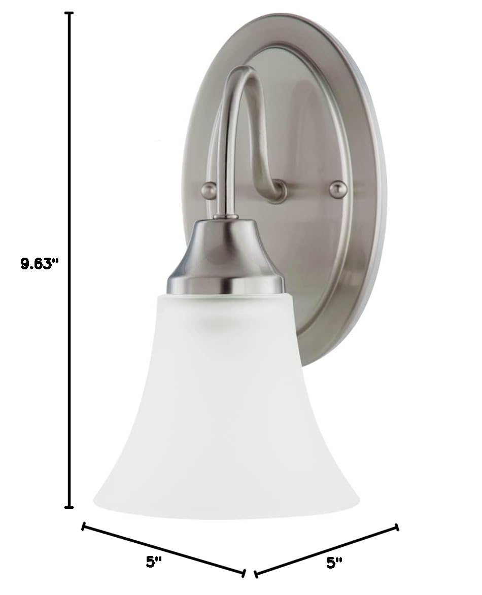 Sea Gull Lighting 41806-962 Holman 1-Light Wall Sconce Bathroom Vanity Light Fixture - Brushed Nickel Finish for Bathroom, Bedroom & Hallway Lighting