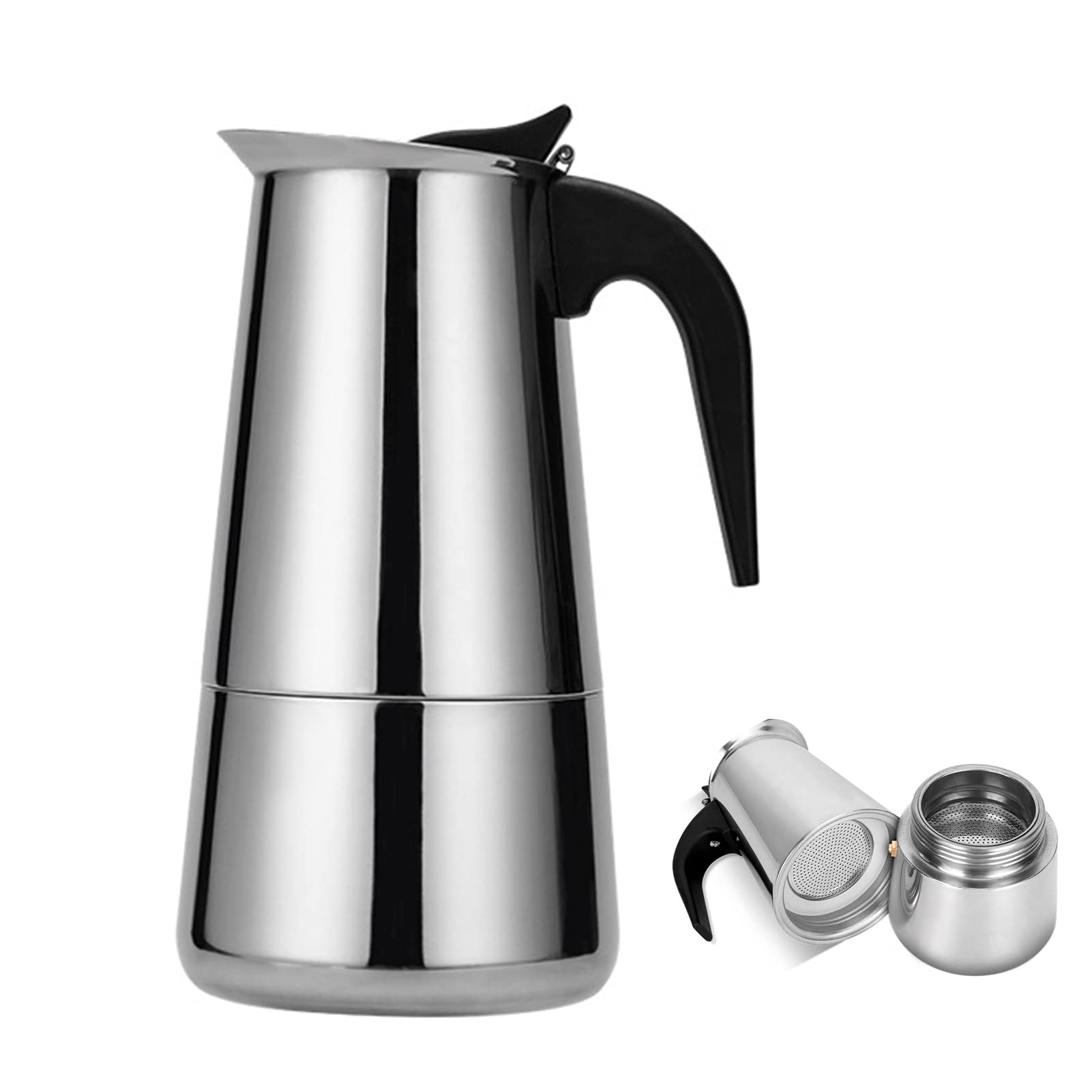 Stovetop Espresso Maker - 6 Cup (300ml) Stainless Steel Moka Pot | Classic Italian Coffee Maker for Home, Office & Camping | Perfect for Stovetop Brewing & Outdoor Adventures