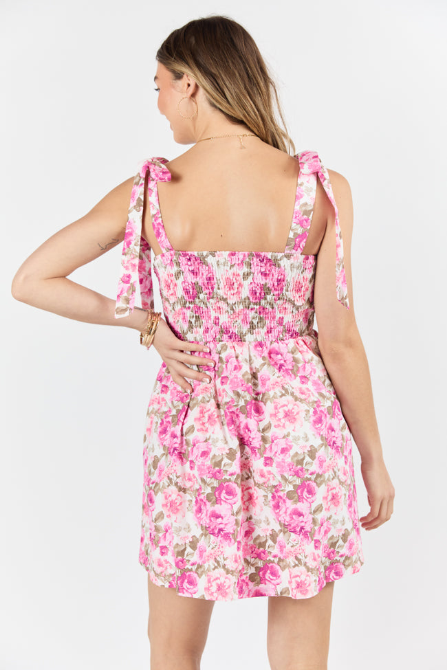 Vintage Floral Print Mulberry Tie Shoulder Dress - Elegant & Feminine for Casual Outings, Date Nights & Summer Events - FINAL SALE