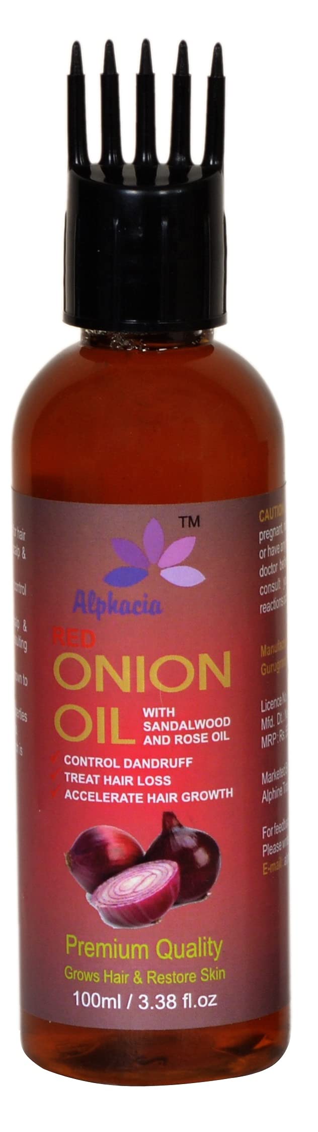 Alphacia Red Herbal Onion Hair Oil 100ml - Natural Hair Growth Treatment for Thicker, Stronger Hair - Perfect for Dry Scalp, Hair Loss & Damaged Hair Care at Home