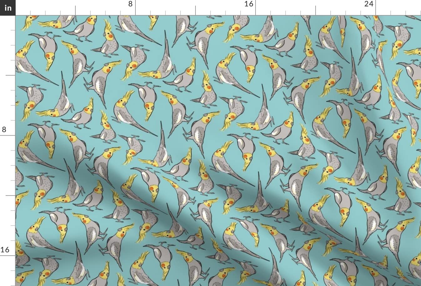 Watercolor Cockatiel Bird Printed Minky Fabric - Light Blue Cockatoo Budgie Australian Design - Fat Quarter for Sewing Baby Blankets, Quilt Backing & Plush Toys | Soft DIY Craft Material for Nursery Decor, Stuffed Animals & Home Textiles