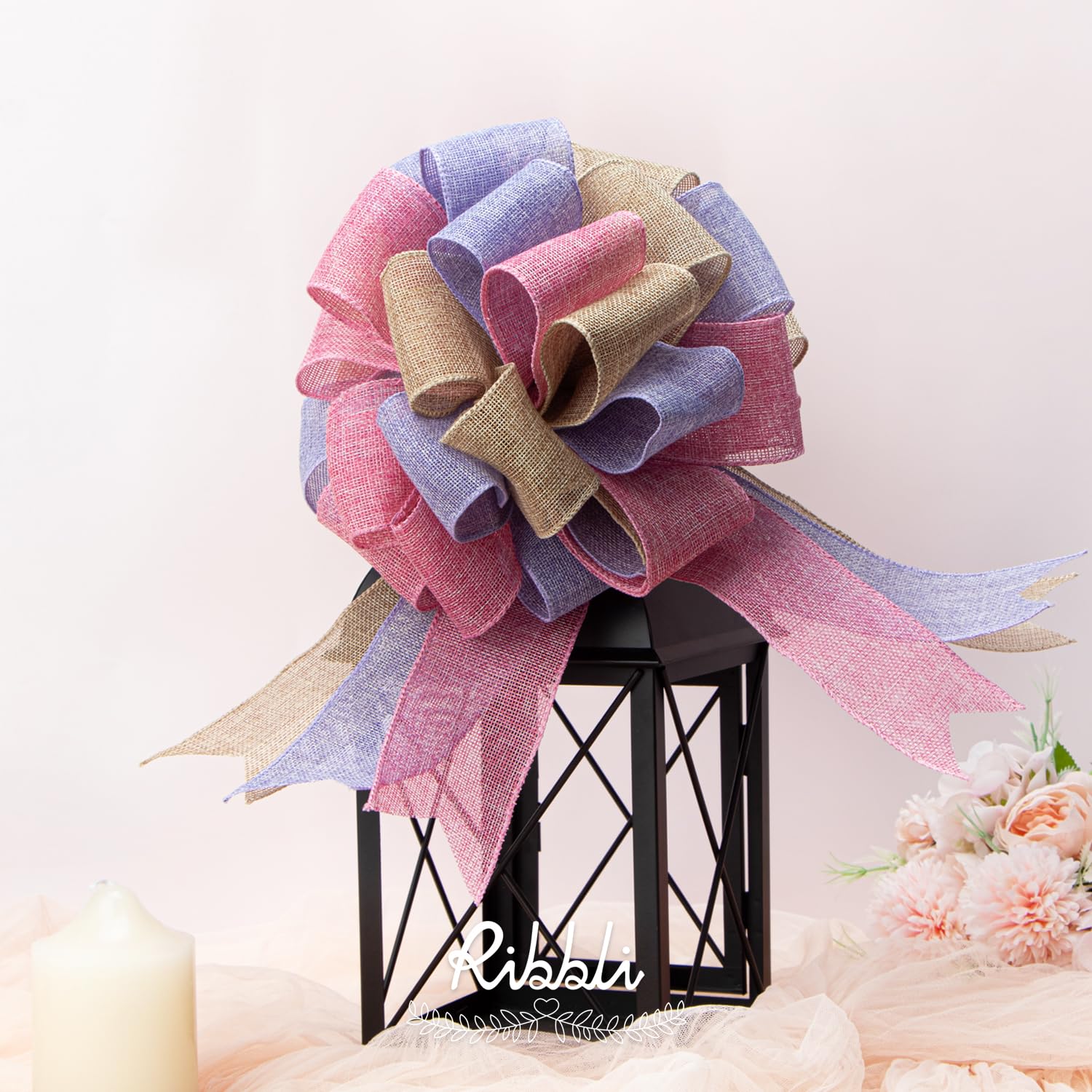 Pink Burlap Wired Ribbon 2x10yd - Valentine's Day & Easter Decor for Bows, Wreaths, Trees