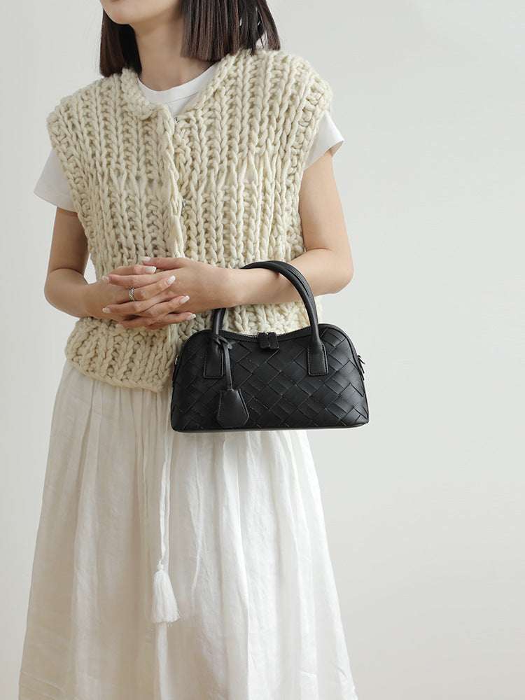 Stylish Woven Convertible Leather Handbag for Women - Crossbody, Shoulder & Tote Bag - Perfect for Work, Travel & Everyday Use