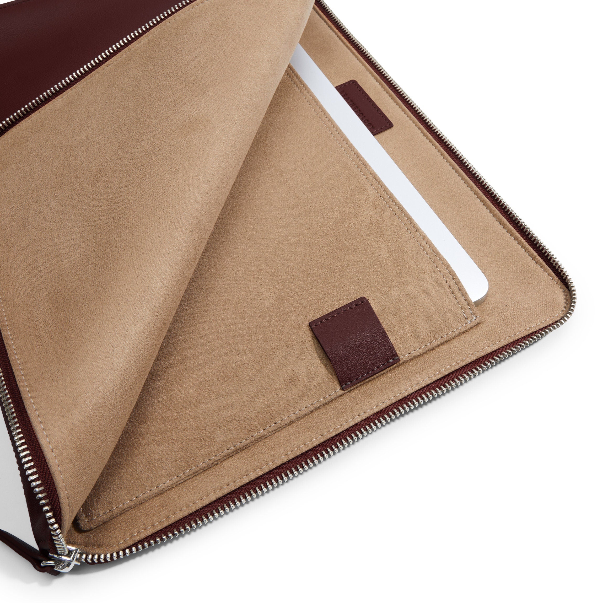 Premium Gusseted Document and Laptop Organizer - Bordeaux Red Leather Portfolio for Business Professionals | Perfect for Office, Travel, and Meetings