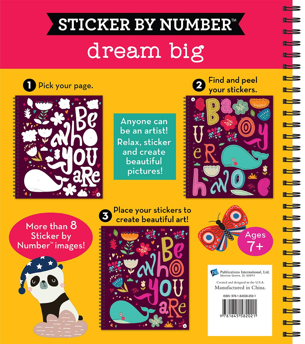 Brain Games - Sticker by Number: Dream Big | Creative DIY Art Kit for Kids & Adults | Stress Relief Activity, Home Decor, Gift Idea for Birthday & Holidays