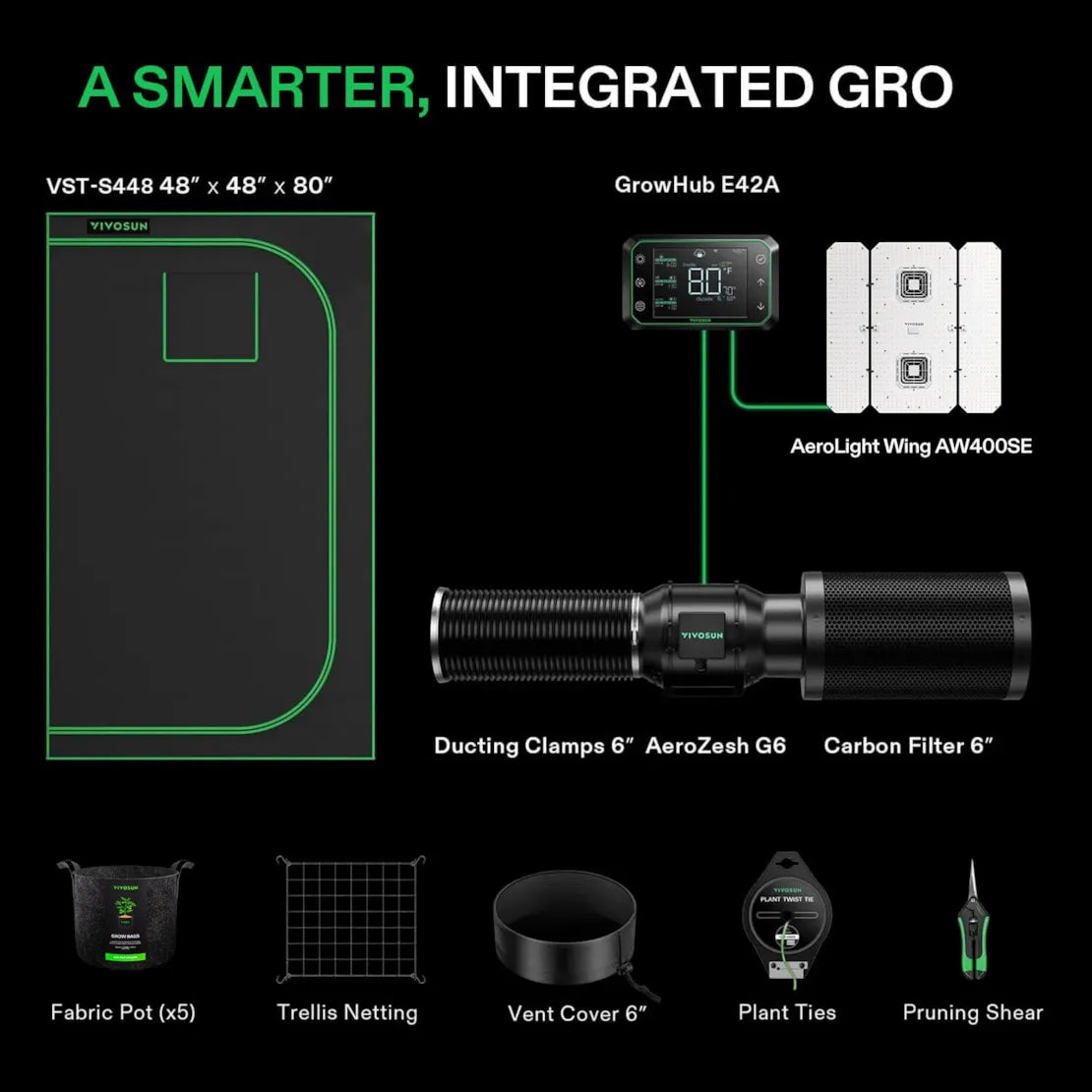 Vivosun Smart Grow Tent Kit for Indoor Plants | 4' x 4' Hydroponic System with LED Grow Light - Perfect for Home Gardening, Seed Starting & Herb Cultivation