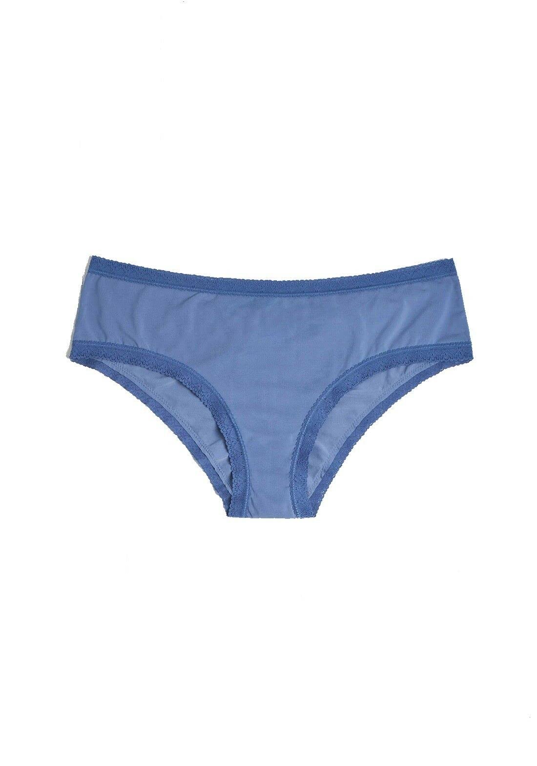 Blush Micro Lace Trim Hipster Panty for Women - Comfortable Cotton Underwear (Large, Denim Blue) | Perfect for Everyday Wear, Date Night & Special Occasions