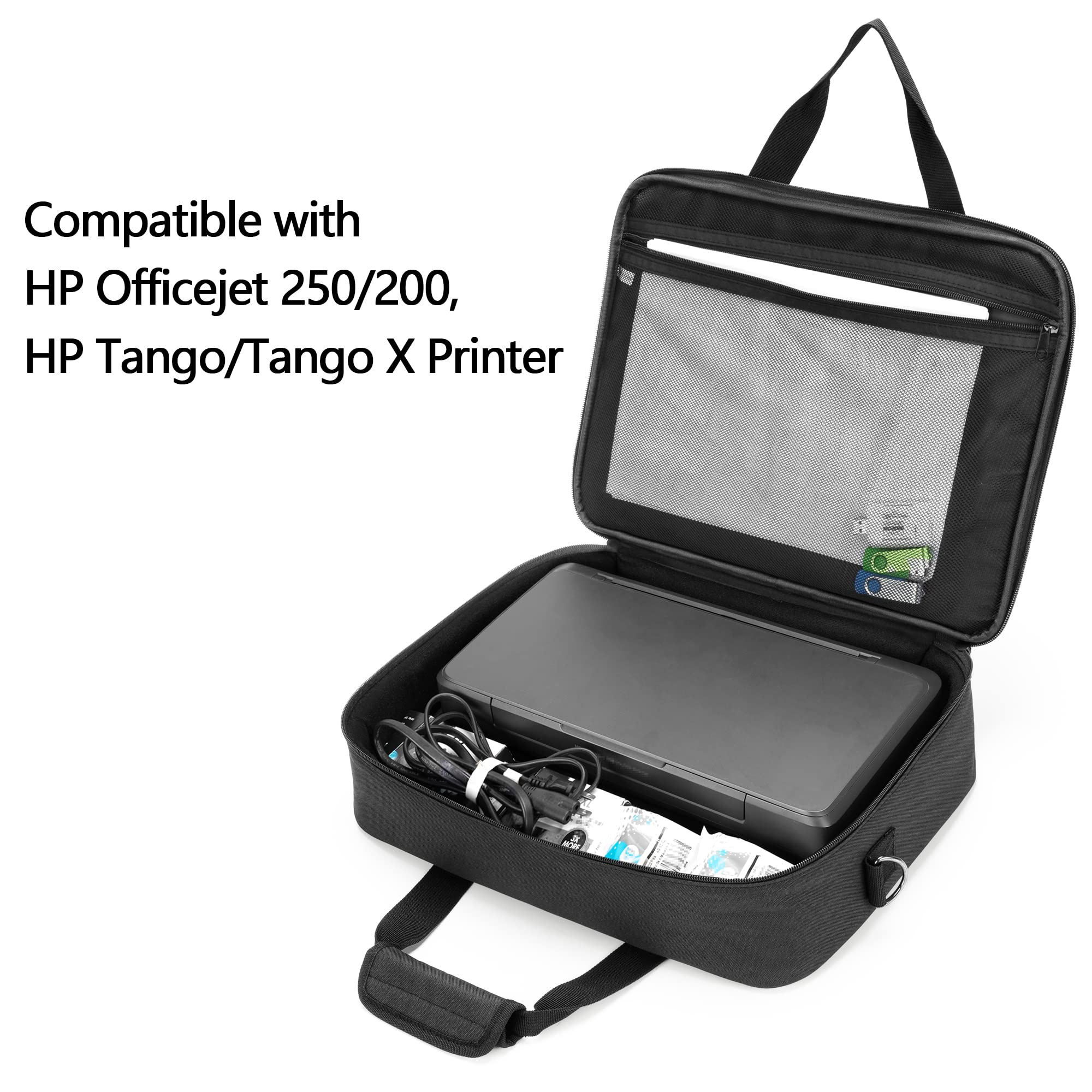 Samdew Portable Printer Carrying Case - Compatible with HP Tango, Tango X, Officejet 250/200 - Travel Laptop Bag with Shoulder Strap & Trolley Handle (Fits 14