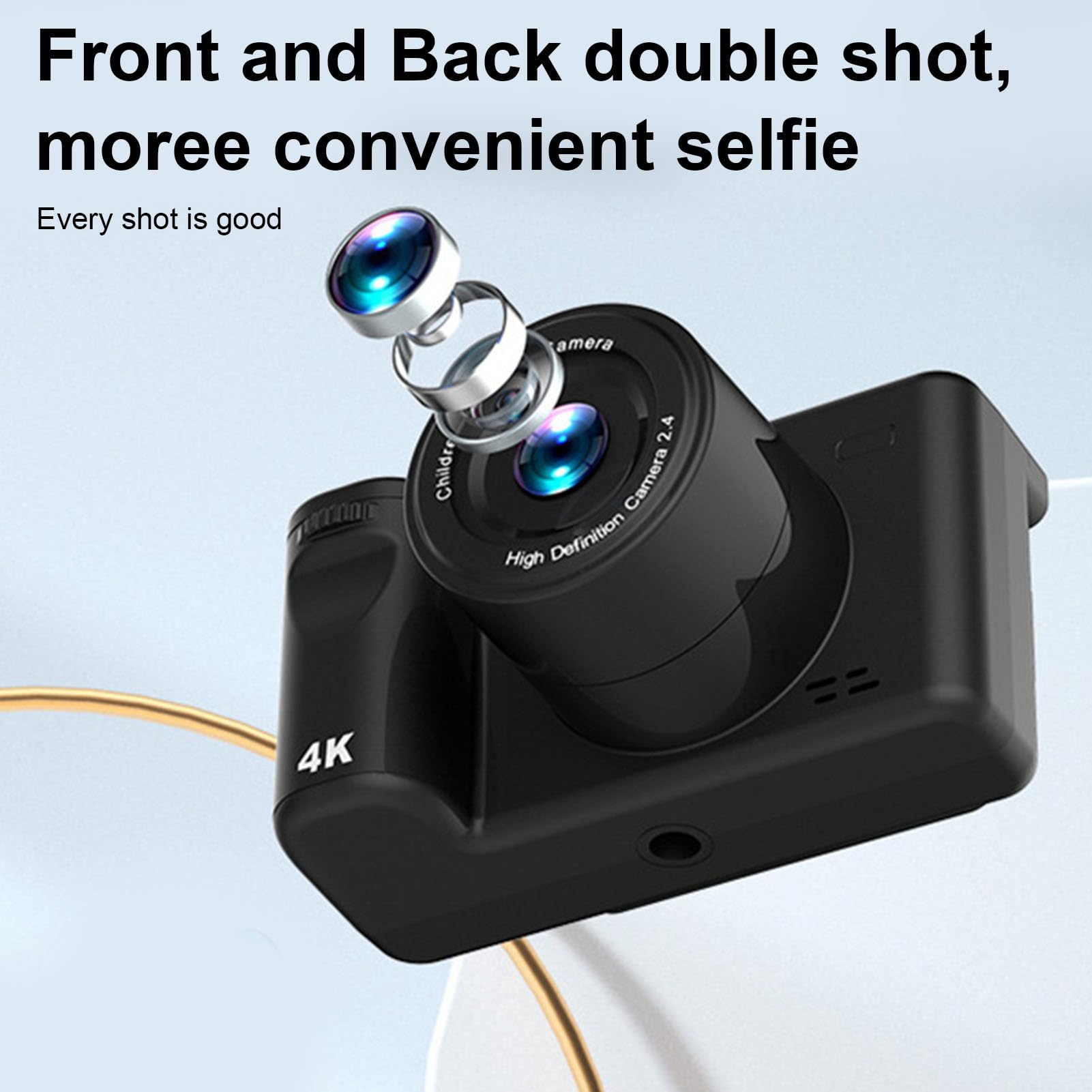 4K Digital Camera for Beginners & Adults - 2.4 Inch LCD Screen, 8X Zoom Vlogging Camera with Fill Light Stand - Perfect for Travel, YouTube Videos & Family Photography (Black)