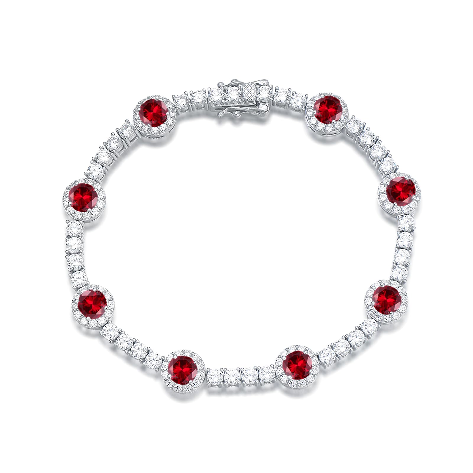 FANCIME Sterling Silver Gemstone Tennis Bracelet with Birthstones - 7