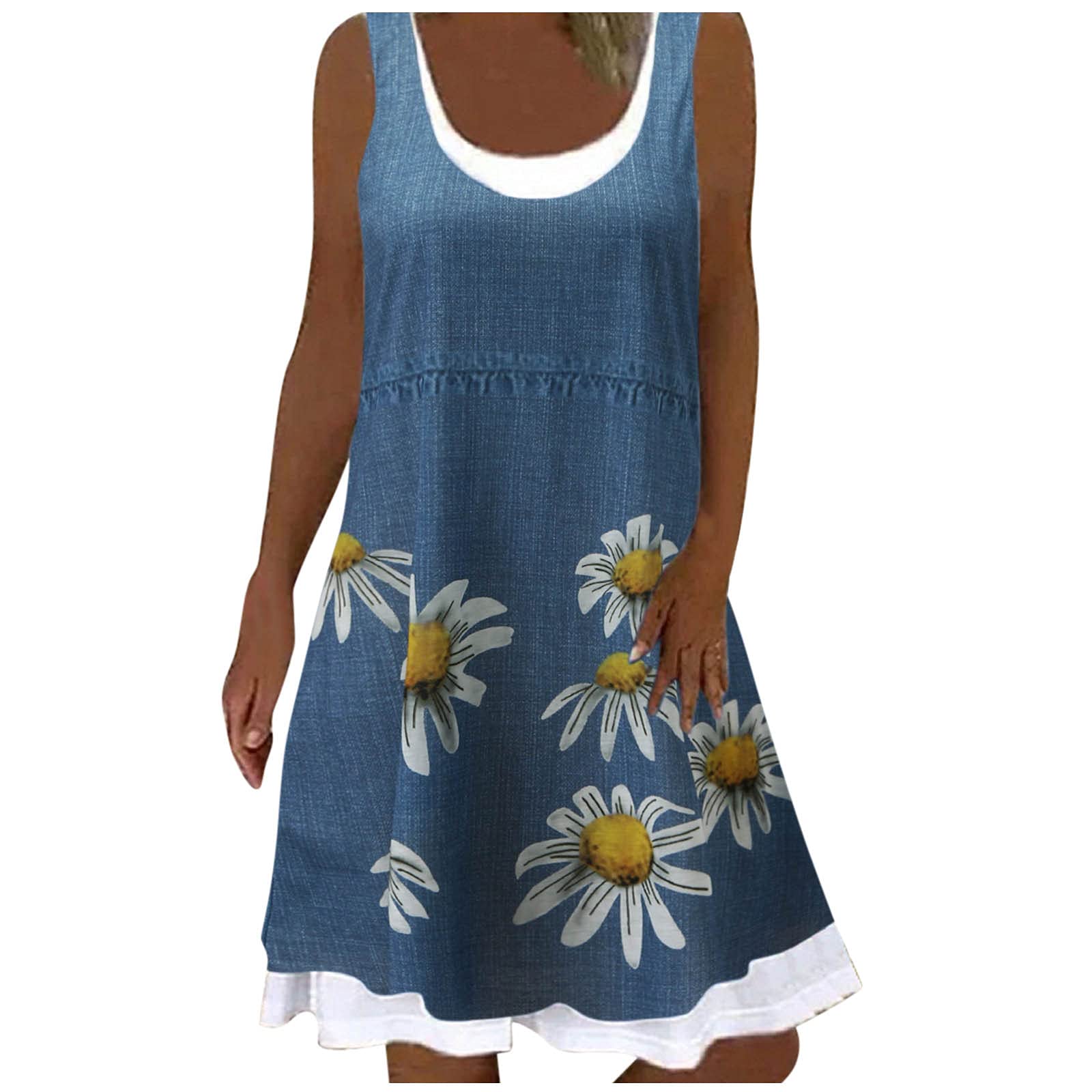 Women's Floral Print Sleeveless Maxi Dress - Casual Beach Cover Up Dress for Summer Vacation, Pool Party & Boho Outfit | Lightweight Loose Fit Long Dress
