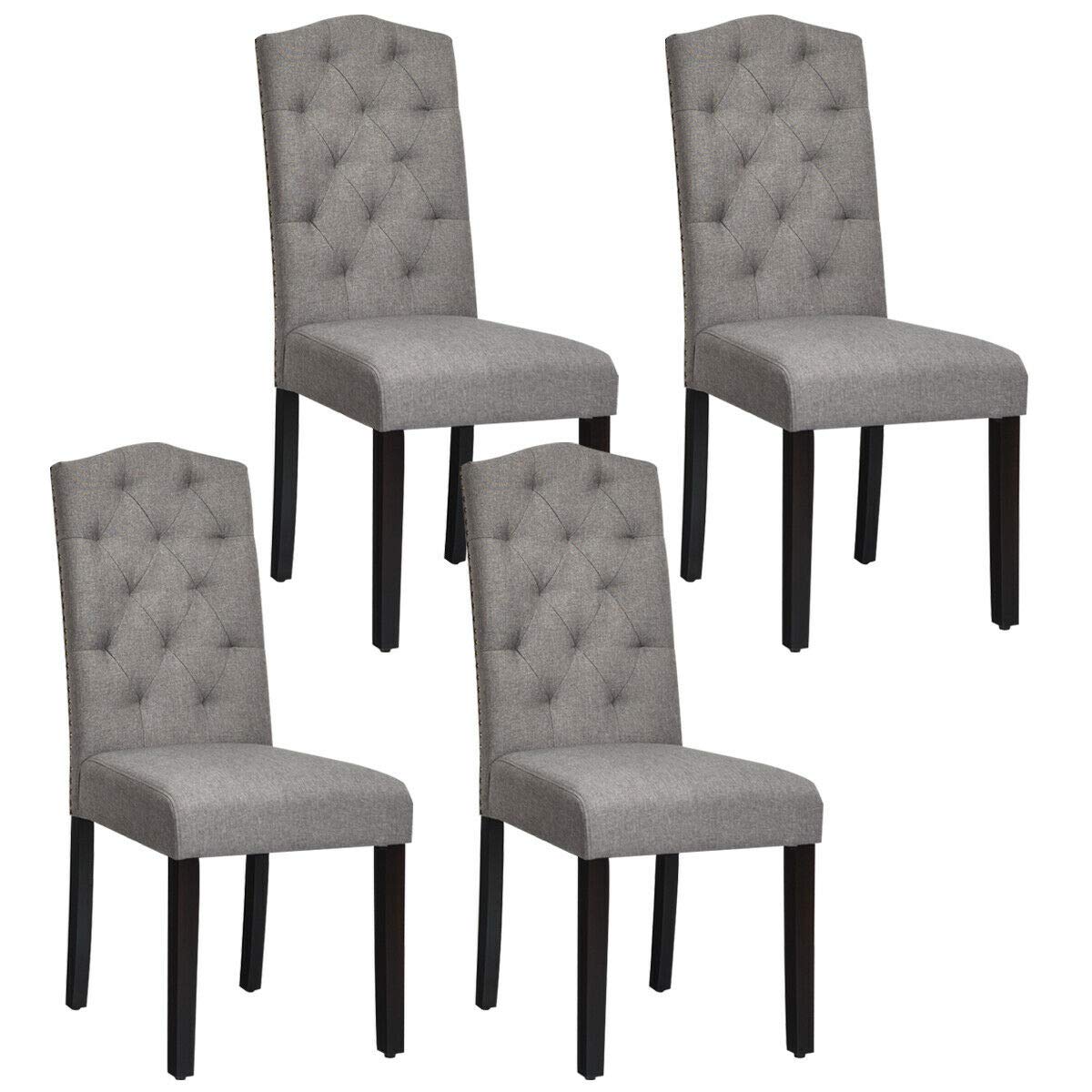 Giantex 4-Piece Tufted Fabric Dining Chair Set with Nailhead Trim - Modern Upholstered Parsons Chairs with Padded Seat & Tall Backrest - Perfect for Kitchen, Dining Room, Breakfast Nook & Home Decor