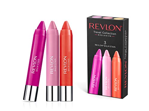 Revlon Travel Collection Set of 3 Lip Balm Stains - Long Lasting Moisturizing Tinted Lip Balm for Women - Perfect for Daily Use, Travel & On-the-Go Touch Ups