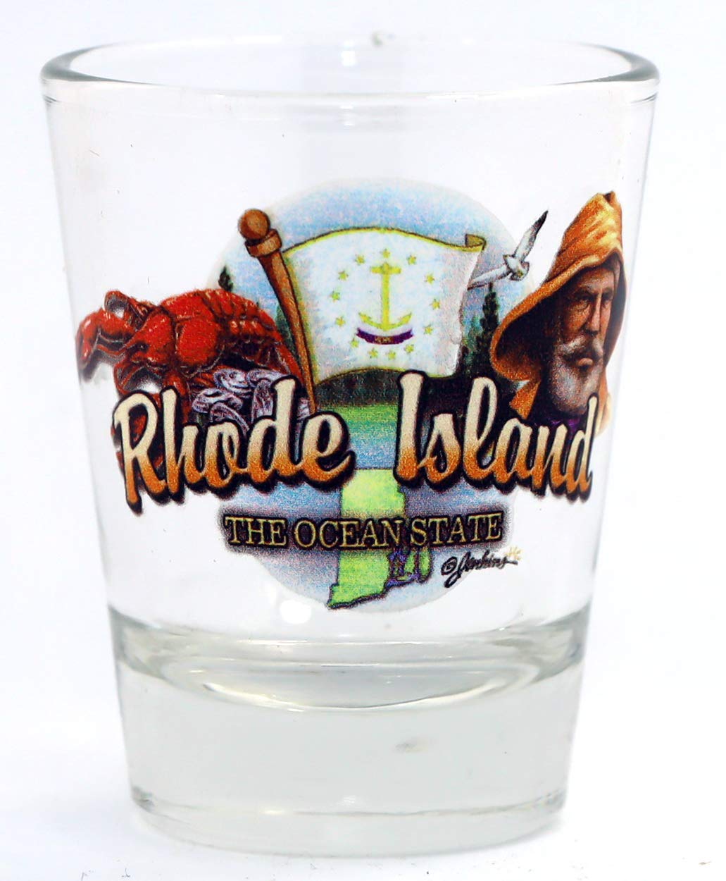 Rhode Island Ocean State Elements Shot Glass - Premium Collectible Glassware for Whiskey, Tequila & Cocktails - Perfect for Parties, Gifts & Home Bar Decor