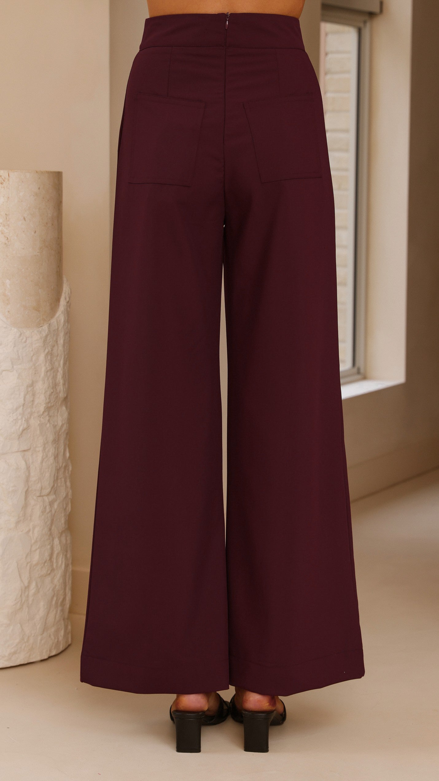 Garciela Women's Wine Red Pants - Stylish & Comfortable High-Waist Trousers for Work, Office & Casual Wear