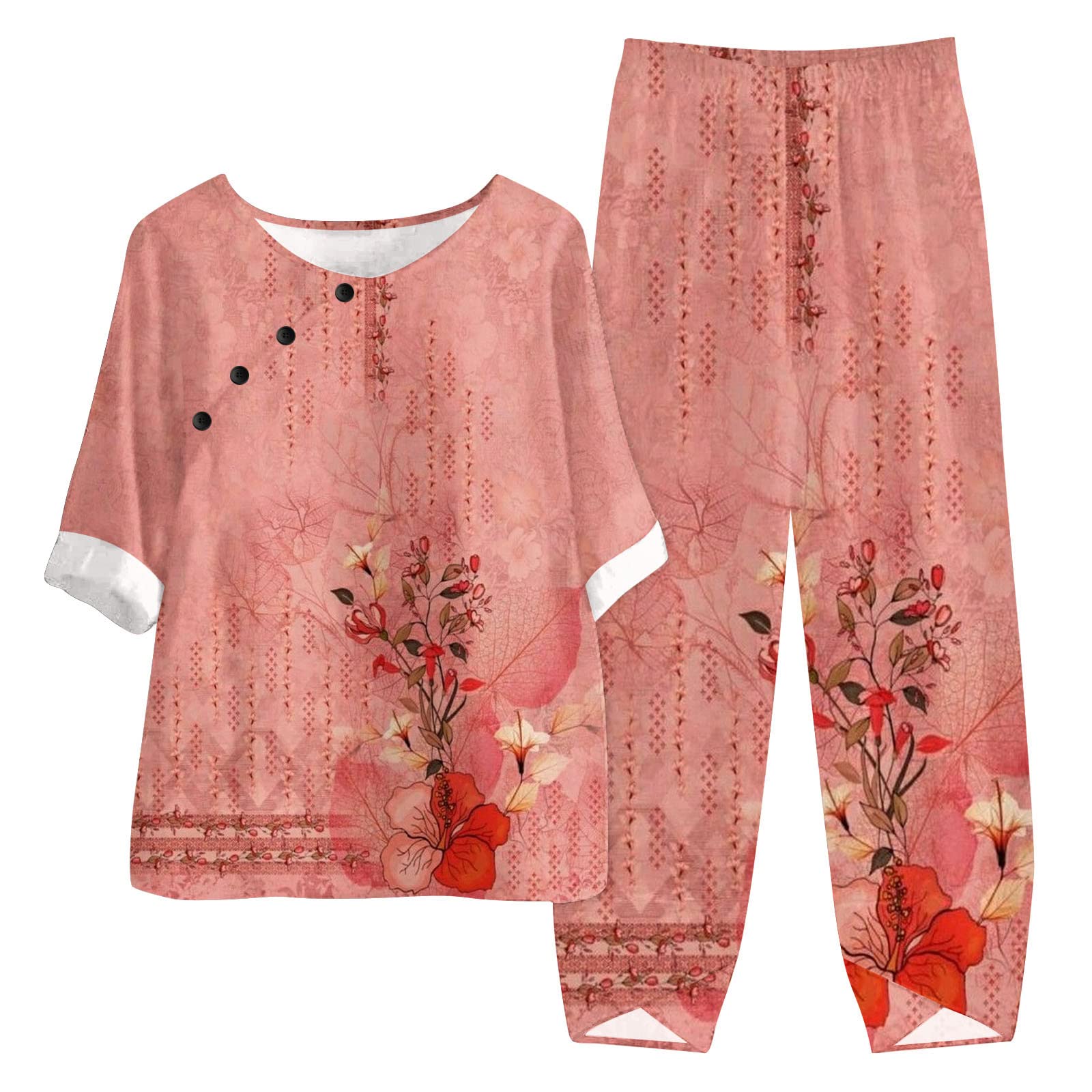 Women's 2-Piece Summer Shorts Set - Casual Short Sleeve Lounge Outfit for Vacation, Beach & Everyday Wear | Matching Top & Bottom Comfy Outfits for Women