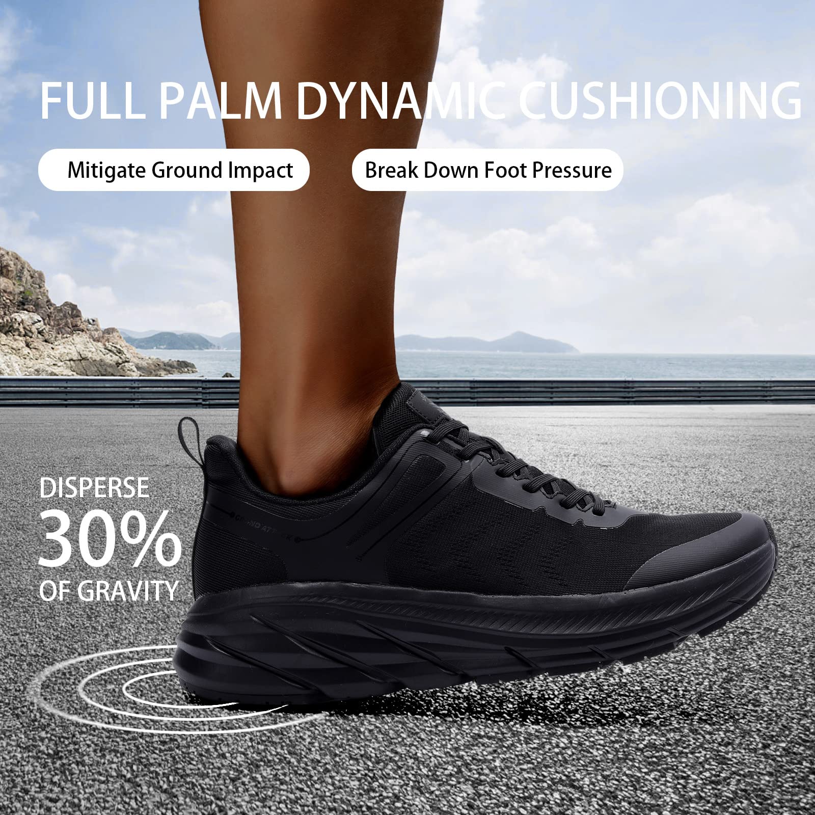 Grand Attack Men's Road Running & Walking Shoes - Max Cushioned Comfort, Durable Non-Slip Design, Breathable Athletic Sneakers for Tennis & Cross-Training | Perfect for Jogging, Gym Workouts & Daily Wear