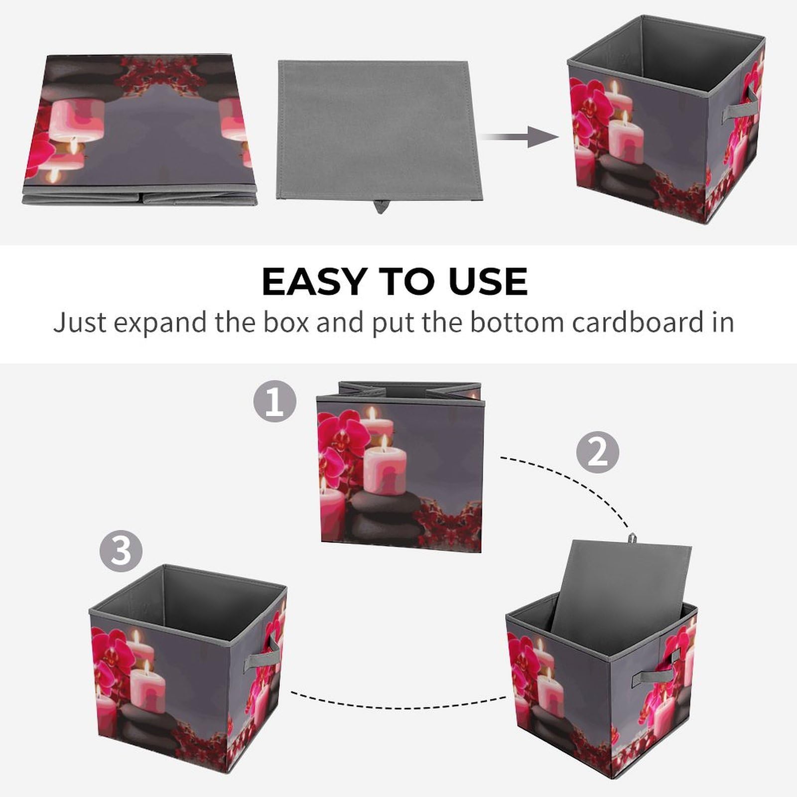 Foldable Storage Bins with Handles - Cube Organizer Box for Clothes, Toys & Home Organization | Perfect for Cabinet, Shelf & Closet Storage (Orchid Stone Red) - Ideal for Bedroom, Nursery & Office Organization