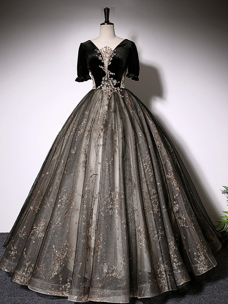 Elegant Black A-Line Tulle Lace Long Prom Dress for Women - Formal Evening Gown for Homecoming, Wedding, and Special Occasions