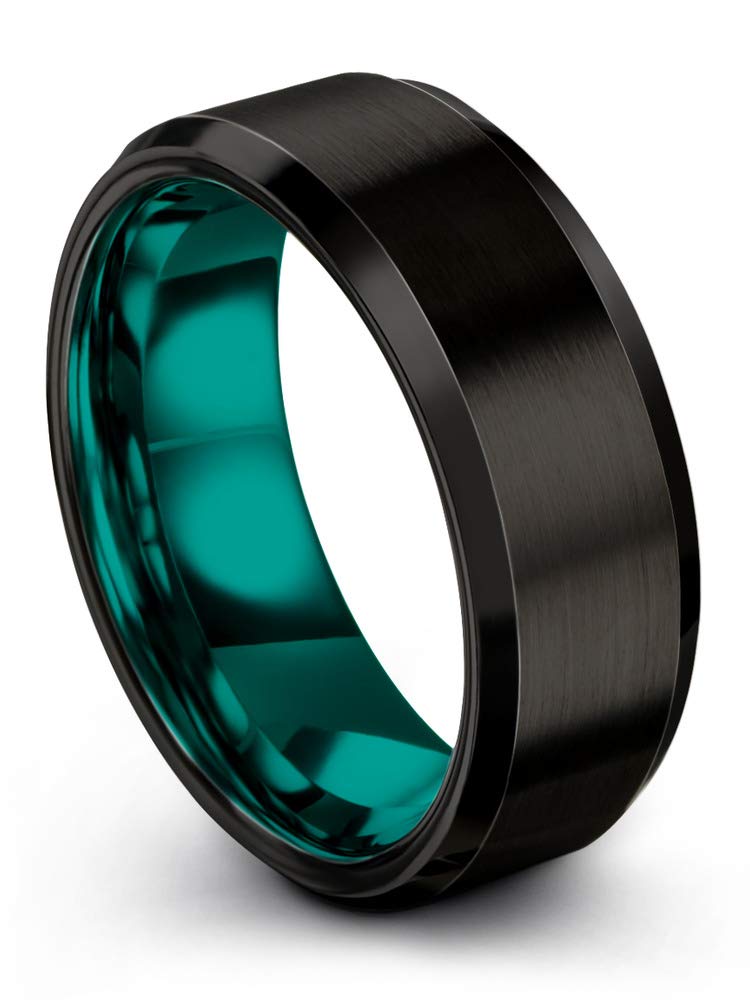 Chroma Color Tungsten Carbide Wedding Band Ring for Men & Women - 8mm Wide, Green, Red, Blue, Purple, Black, Copper, Fuchsia, Teal - Bevel Edge, Brushed & Polished Finish - Perfect for Anniversaries, Engagements & Everyday Wear
