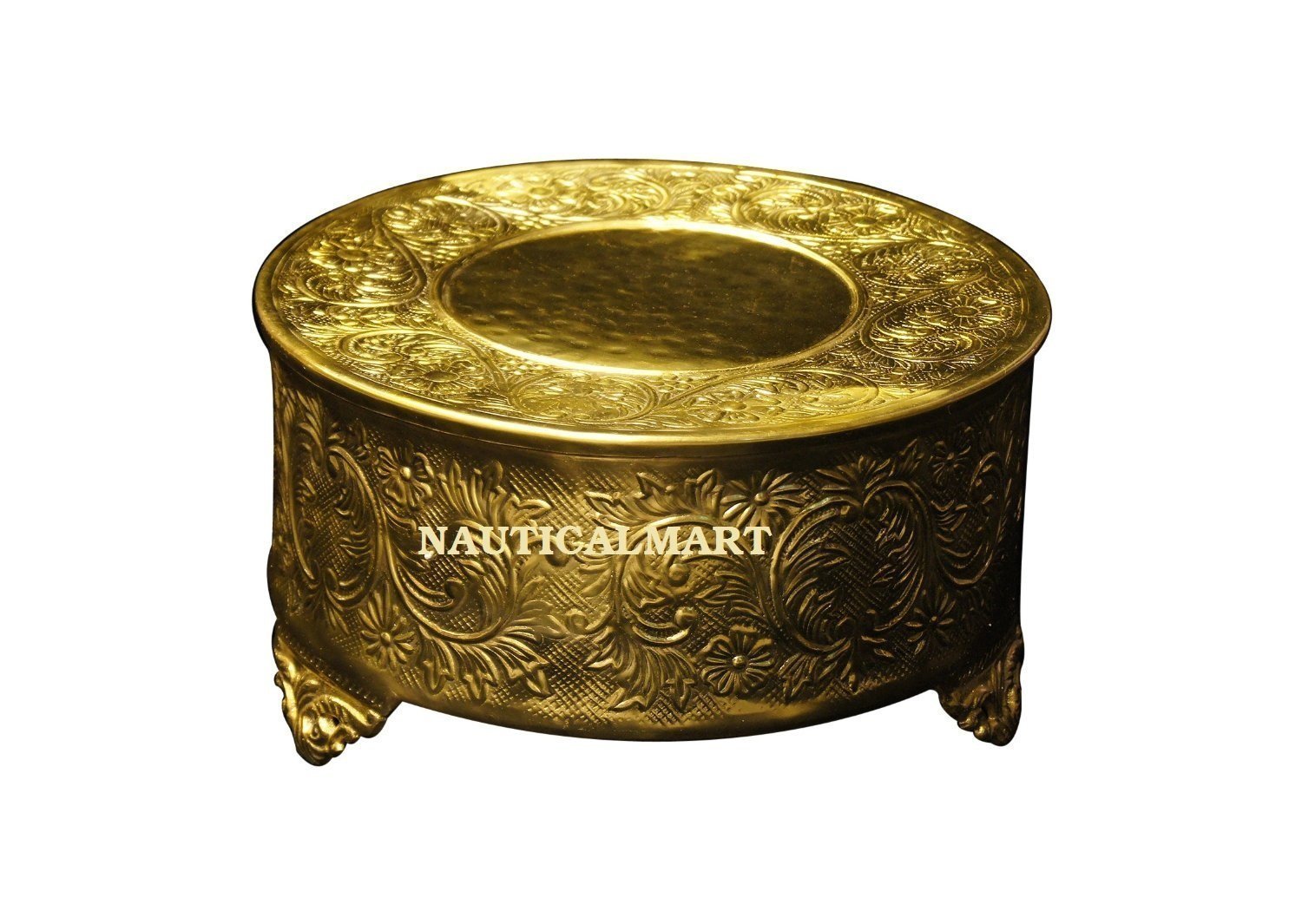NauticalMart 20-Inch Round Classic Gold Cake Stand - Elegant Wedding, Birthday, and Dessert Display for Parties and Events