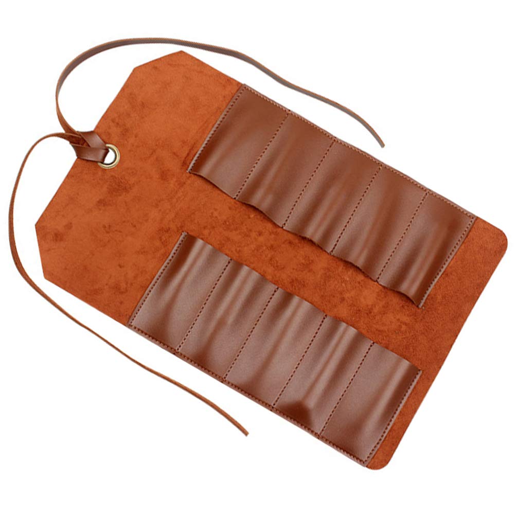 DOITOOL Vintage Leather Tool Roll Up Bag - 10 Slot Woodworking Tool Organizer Pouch for Wrenches, Chisels & Craft Tools - Durable Canvas Tool Bag for Mechanics, Carpenters & DIY Enthusiasts (Brown) - Perfect for Workshop, Garage & On-the-Go Tool Storage