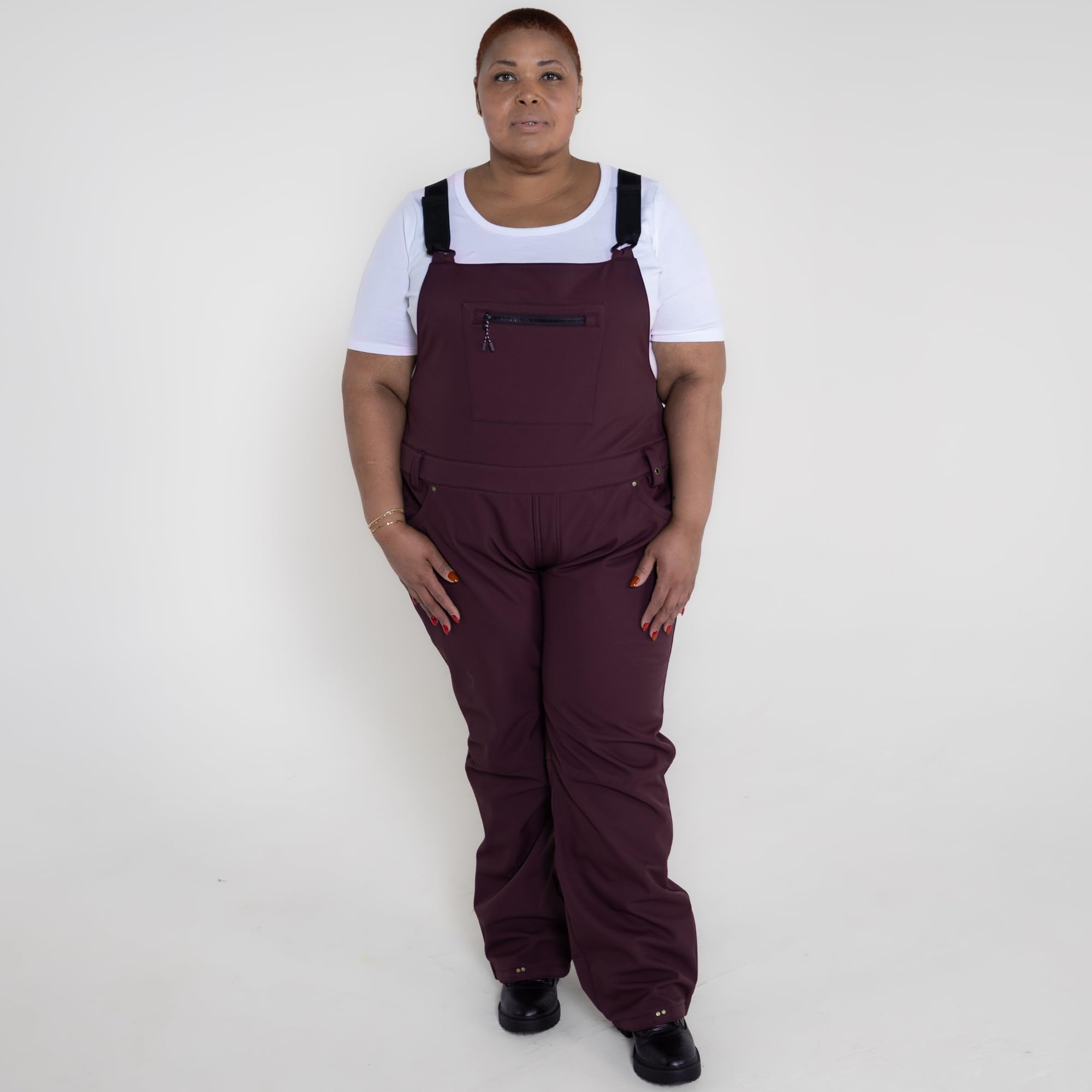 1X-6X Women's Plus Size Soft Shell Stretch Snow Ski Bib Overalls - Waterproof Winter Pants for Skiing, Snowboarding & Outdoor Activities