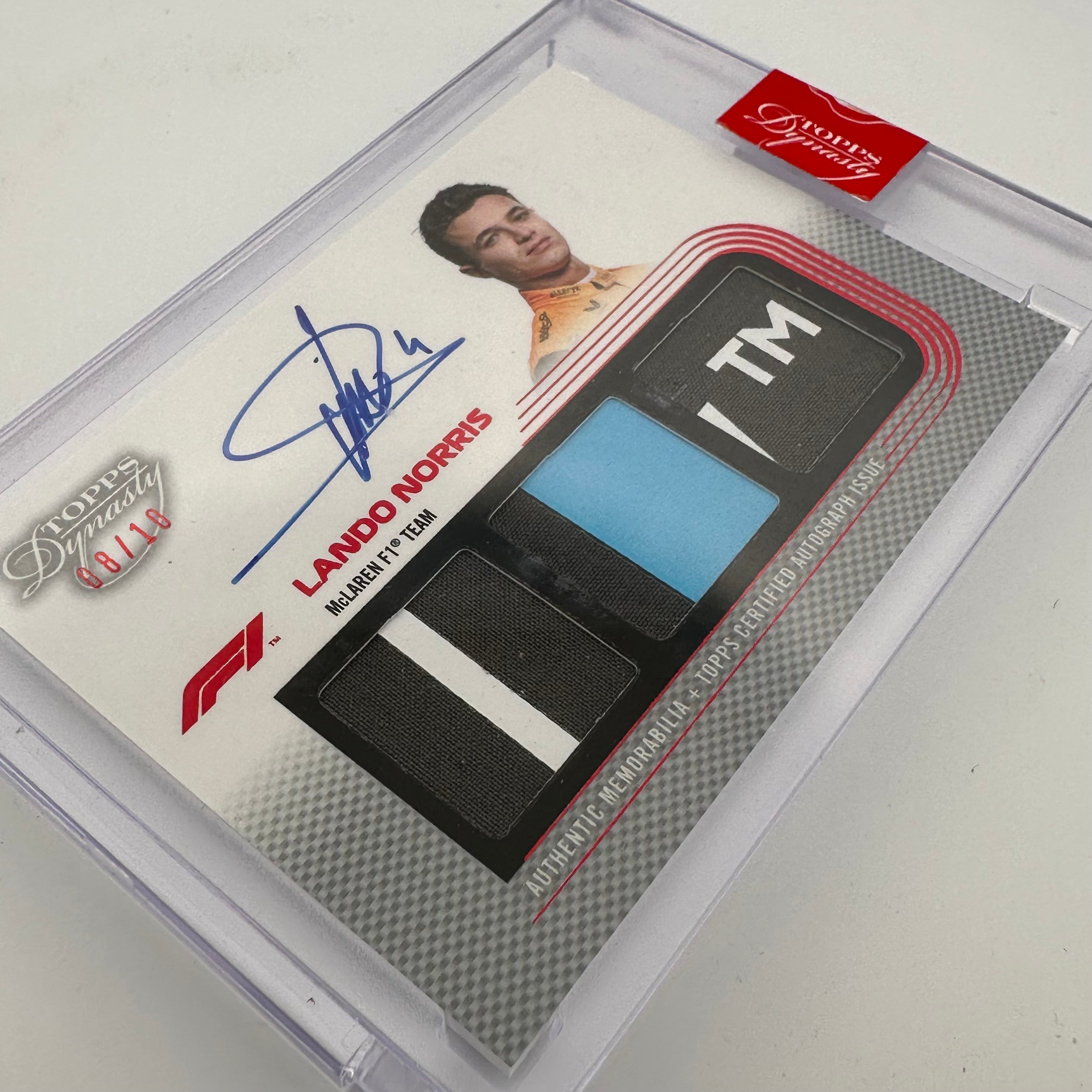 2022 Topps Dynasty Triple Relic Autograph Lando Norris #SDTRA LN 08/10 Silver - Rare Racing Memorabilia for Collectors & F1 Fans