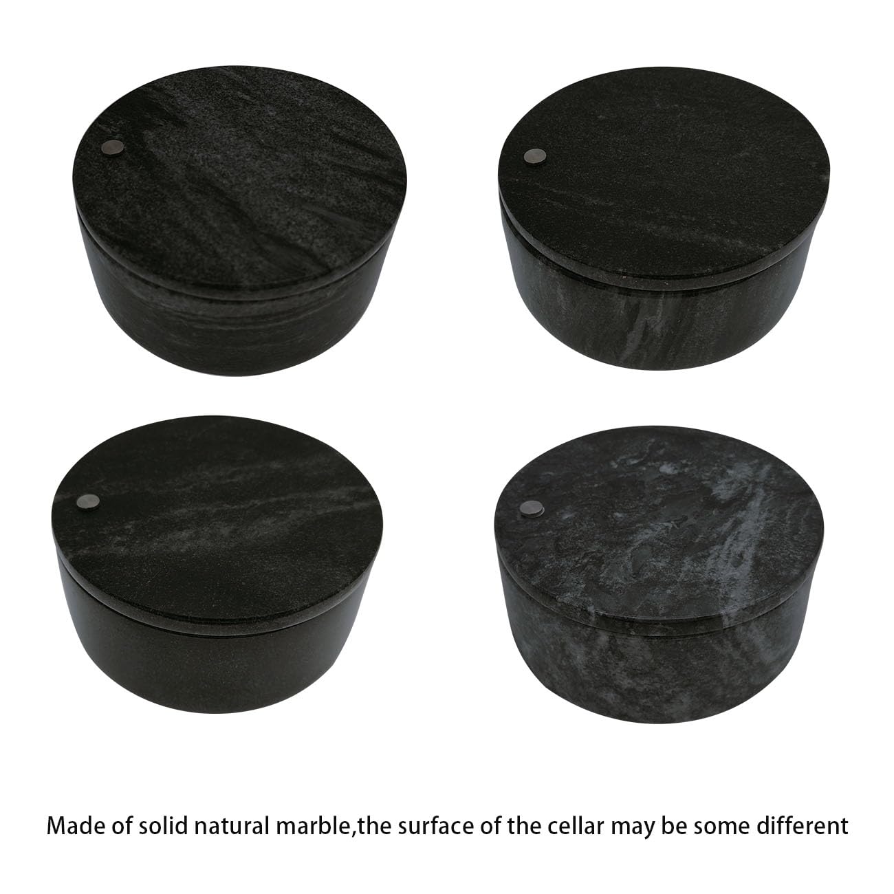 Premium Black Marble Salt Cellar & Spice Storage Box - Dual Compartment Design with Swivel Lid | Perfect for Kitchen Countertop, Dining Table & Gourmet Cooking