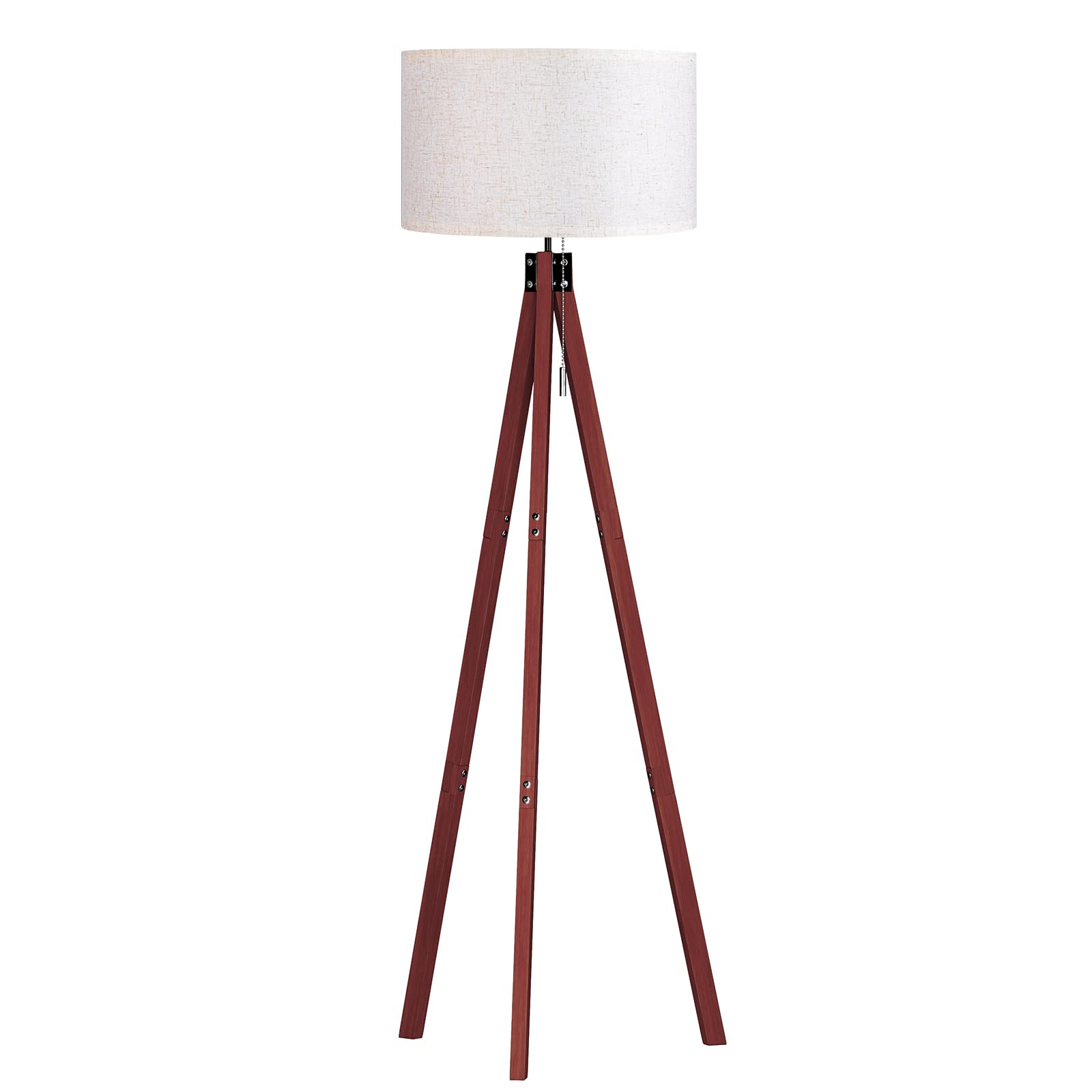 SUNMORY Mid Century Modern Wood Tripod Floor Lamp with 3-Color Temperature LED Bulb & Linen Lampshade - E26 Base for Living Room, Bedroom, Office & Study | Warm Ambient Lighting for Relaxation & Reading