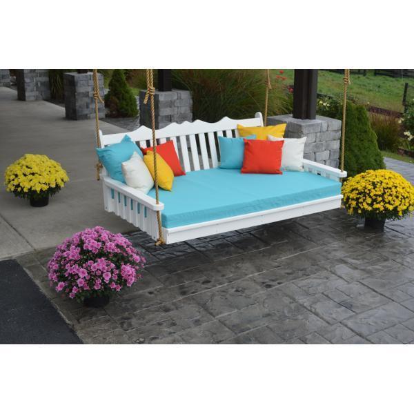 A & L Furniture Poly Royal English Swing Bed - Outdoor Patio Hanging Bed for Garden, Porch, and Backyard Relaxation