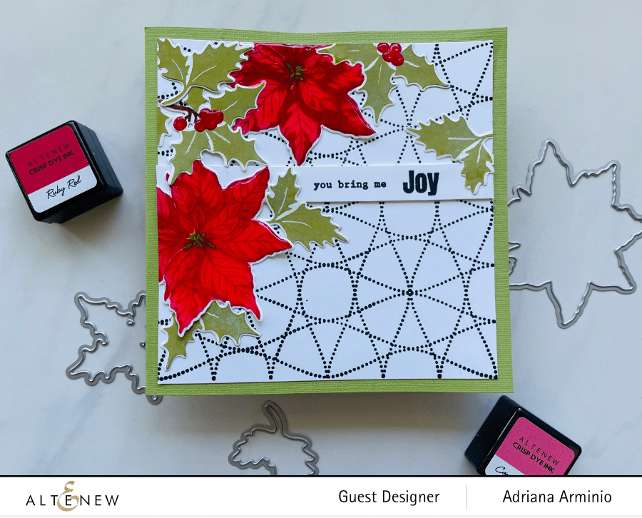 Christmas Poinsettia & Berries Rubber Stamp Set for DIY Holiday Cards, Scrapbooking & Gift Wrapping - Festive Crafting Supplies