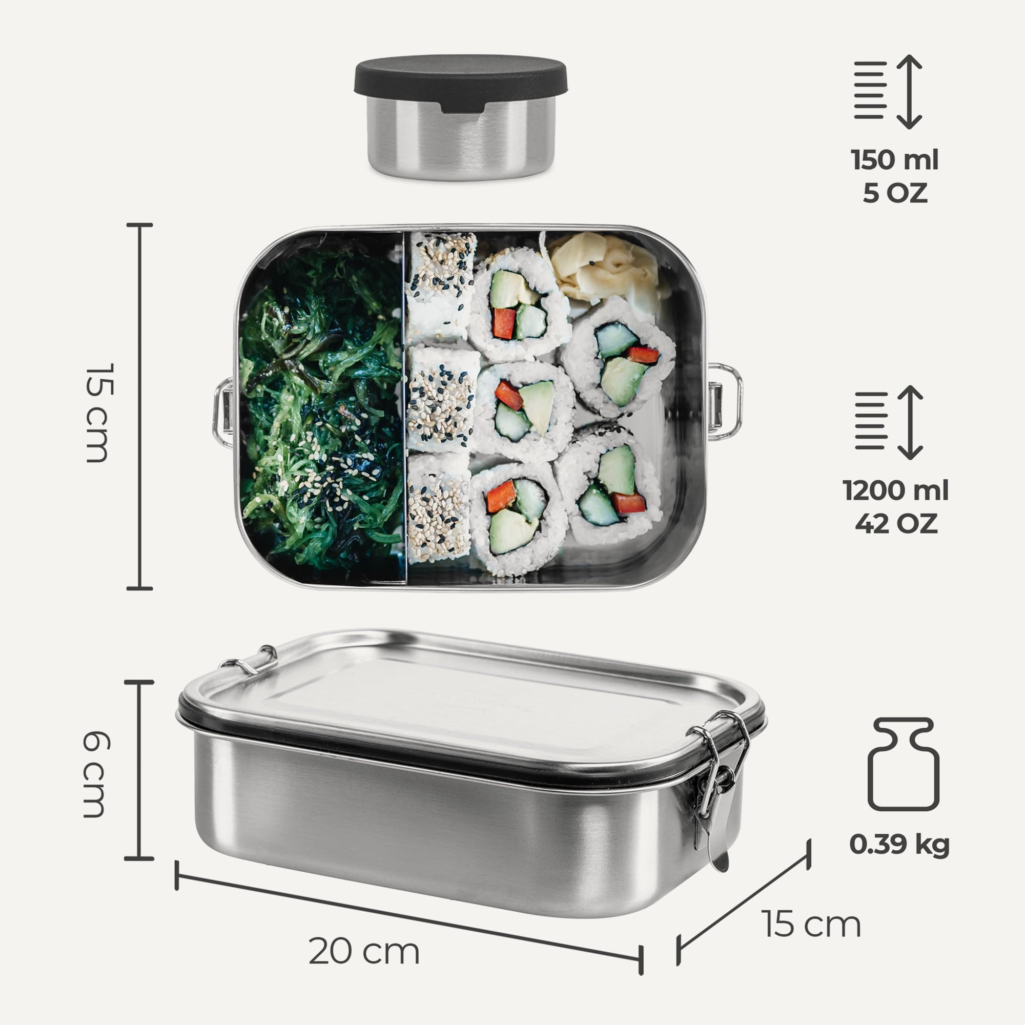 SILBERTHAL Stainless Steel Lunch Box 1200ml - Leakproof Airtight Food Container for School, Office & Picnics | BPA-Free Eco-Friendly Meal Prep Box | Insulated Lunch Box for Hot & Cold Food Storage