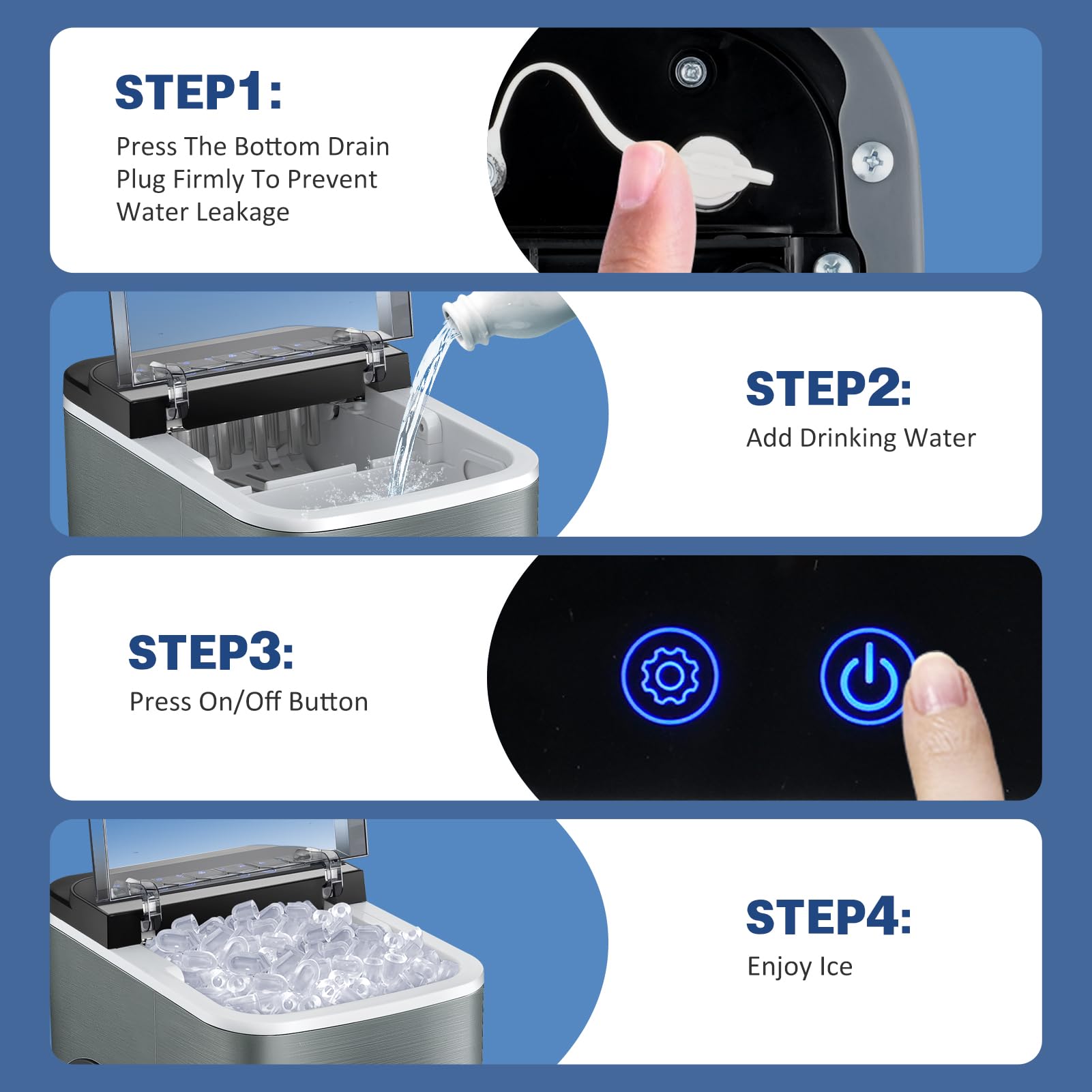 Upgraded Portable Ice Maker Countertop 28Lbs/Day, Fast 6-Minute Ice Making, 15H Timer, Self-Cleaning, 2 Ice Cube Sizes (Bullet & Cube) with Scoop - Perfect for Home, Kitchen, RV, Camping & Outdoor Parties