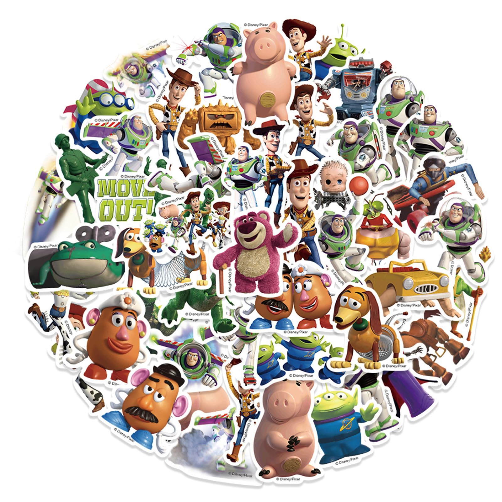 MAXSNOW 50Pcs Toy Story Stickers for Kids - Cute Cartoon Character Decals, Kawaii Vinyl Stickers for Teens & Adults (Pink) - Perfect for Laptops, Water Bottles, Notebooks & DIY Crafts
