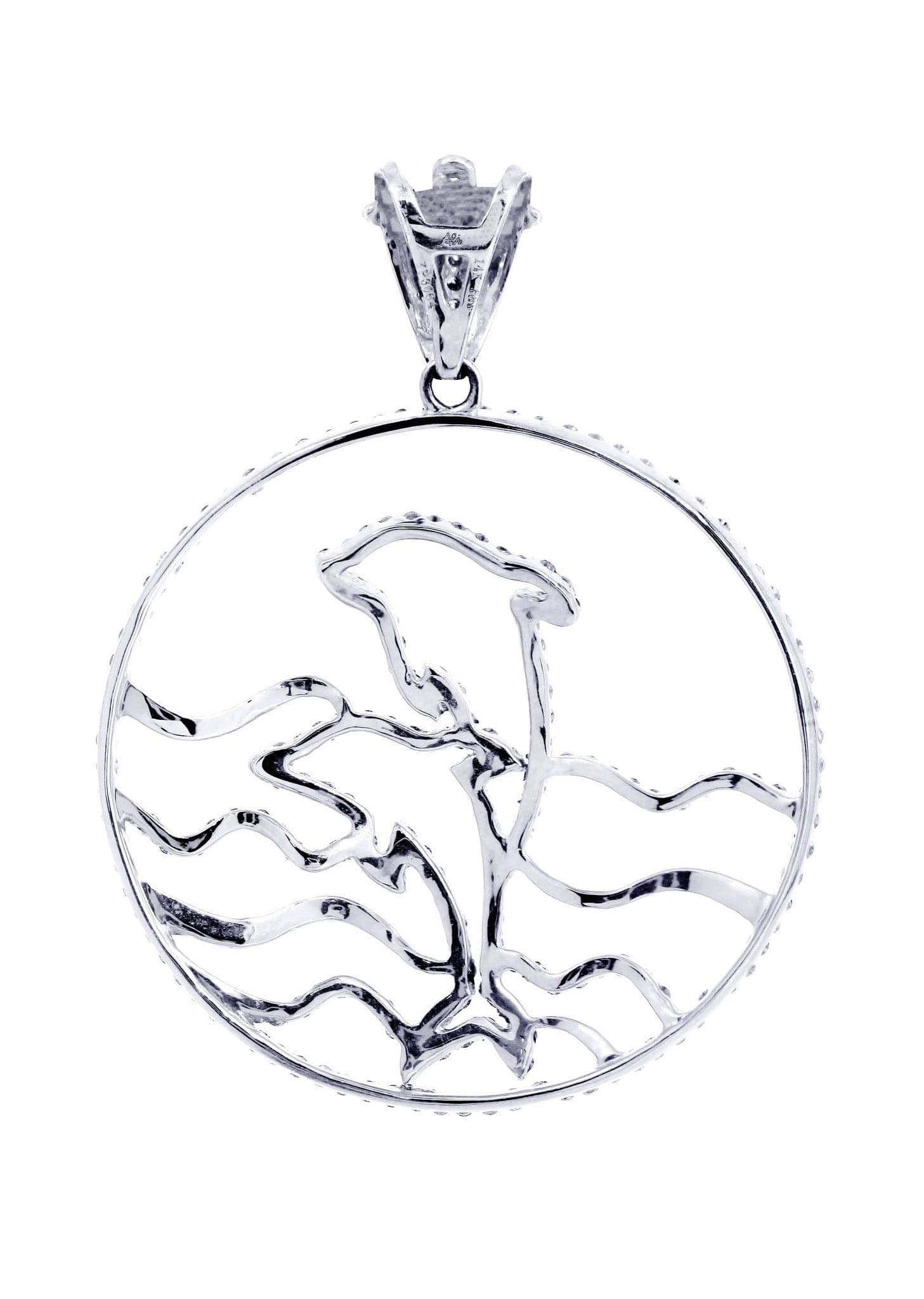 1.55 Carat Diamond Dolphin Pendant Necklace - 6 Grams 14K White Gold Elegant Jewelry Gift for Women - Perfect for Anniversary, Birthday & Special Occasions