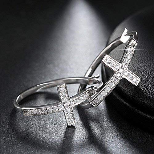 30MM 14K Gold/Platinum Plated Cubic Zirconia Earrings for Women | AAA Austrian CZ Cross Stud Earrings | Perfect for Weddings, Parties & Gifts