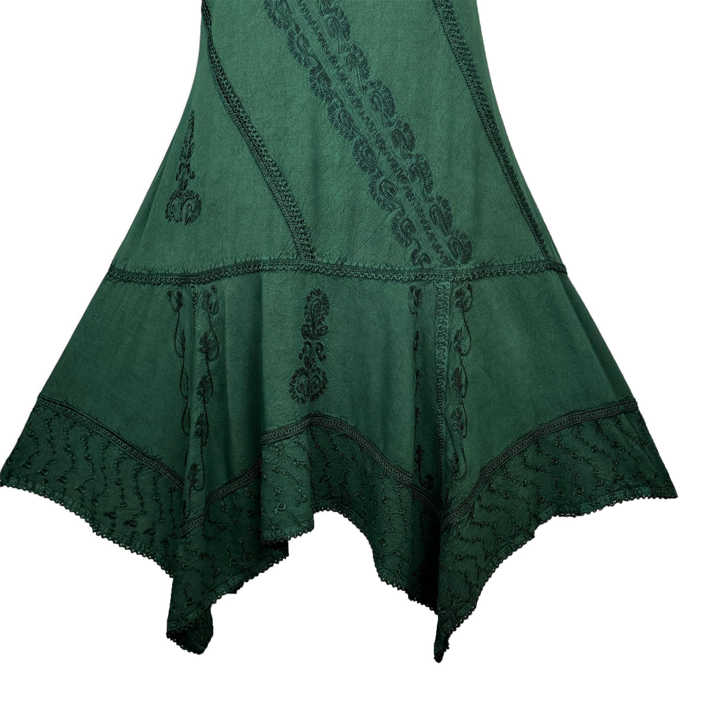 Agan Traders 2025 Spring Women's Boho Peasant Embroidered Long Maxi Dress - Asymmetrical Hem Sleeveless Formal Gown for Weddings, Parties & Special Occasions