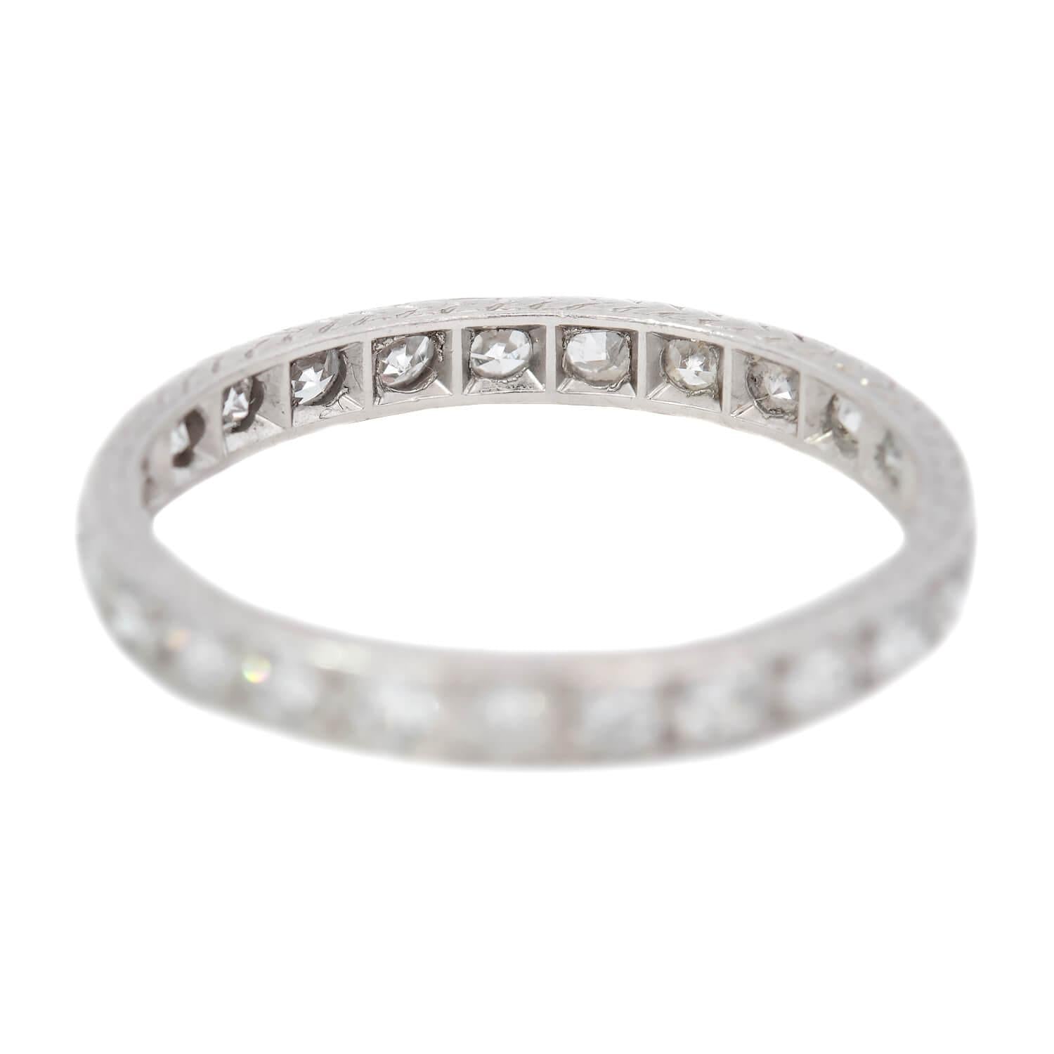 Edwardian Platinum Diamond Eternity Band Wedding Ring - Vintage Inspired Bridal Jewelry for Engagement, Anniversary & Special Occasions