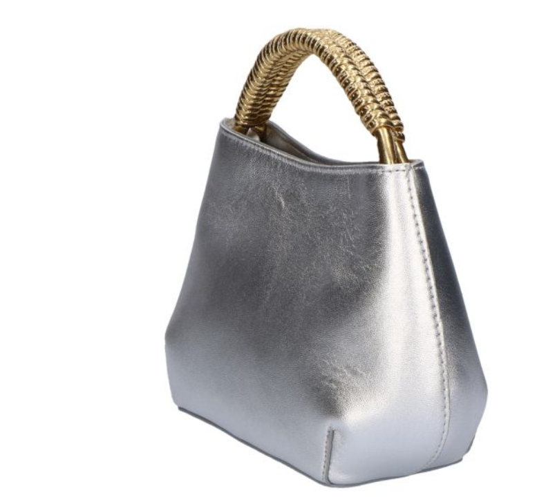 UNISA ZADI Silver Leather Handbag for Women - Stylish Crossbody Purse with Adjustable Strap, Perfect for Work, Travel & Evening Out