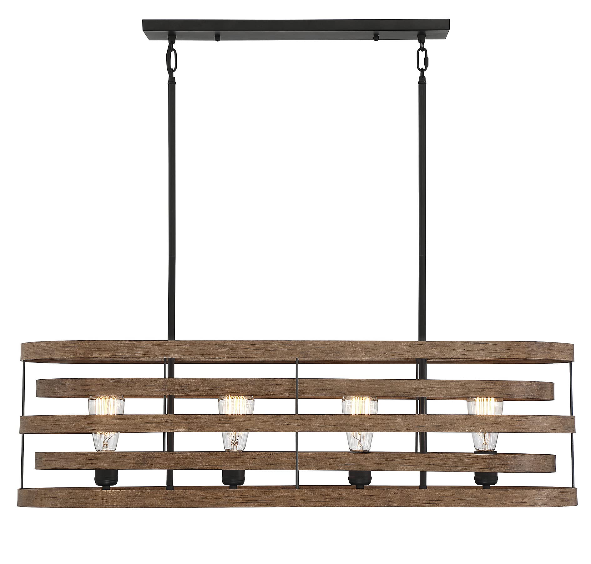 Savoy House Blaine 4-Light Linear Chandelier in Natural Walnut with Black Accents - 10