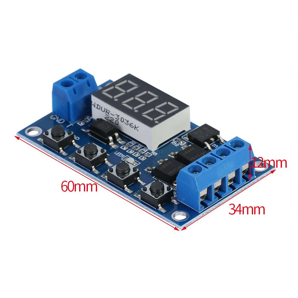 5V-36V Adjustable Timer Relay Module with LED Display - DC Trigger Cycle Delay Switch for On/Off Control | Perfect for Home Automation, Industrial Equipment, and DIY Electronics Projects